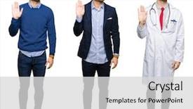  Presentation with triathlon professional cyclist man cycling - Colorful slide set enhanced with isolated background waiving saying hello backdrop and a  colored foreground