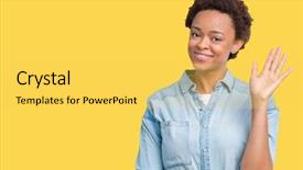  Presentation with african american adults in classroom - Presentation featuring isolated background waiving saying hello background and a yellow colored foreground