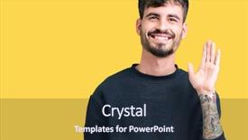  Presentation with young man on the phone - PPT layouts featuring isolated background waiving saying hello background and a wine colored foreground