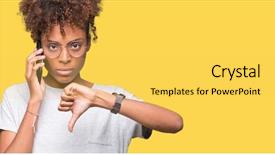  Presentation with negative - Colorful slide set enhanced with isolated background with angry face backdrop and a yellow colored foreground