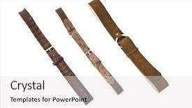  Presentation with belts - Theme featuring isolated belts on white background background and a light gray colored foreground
