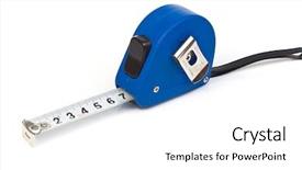  Presentation with tape measure - Theme with isolated blue centimeter tape measure background and a white colored foreground