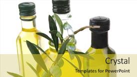  Presentation with bottle - PPT layouts with isolated bottle of oil over white background background and a yellow colored foreground