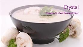  Presentation with mushroom - Amazing slides having isolated bowl of mushroom soup backdrop and a sky blue colored foreground