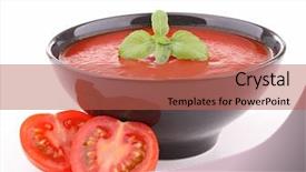  Presentation with tomato - Audience pleasing PPT theme consisting of isolated bowl of tomato soup on white backdrop and a red colored foreground