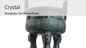  Presentation with background - PPT theme having isolated bronze vessel on white background and a white colored foreground