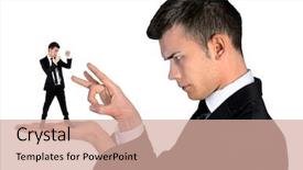  Presentation with finger - PPT theme having isolated business man finger flipping background and a  colored foreground