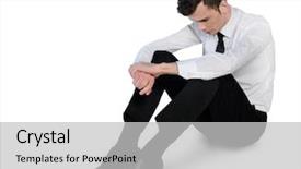  Presentation with sad - PPT theme enhanced with isolated business man sad lay background and a light gray colored foreground