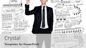  Presentation with business plan - Presentation consisting of isolated business man writing business plan background and a light gray colored foreground