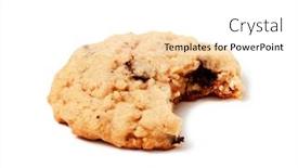 Presentation with chocolate chip cookie - PPT layouts with isolated chocolate chip cookie with a bite out of it background and a white colored foreground