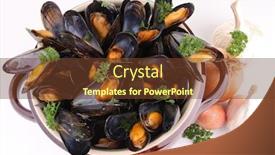  Presentation with cooking - Slide deck consisting of isolated cooking pot with mussel background and a tawny brown colored foreground