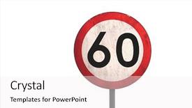  Presentation with limit - PPT theme enhanced with isolated dirty 60km speed sign background and a white colored foreground