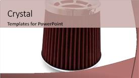  Presentation with filter - PPT layouts consisting of isolated filter ot a machine on a white background background and a coral colored foreground