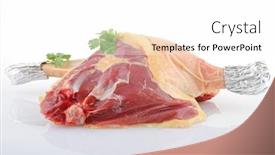  Presentation with duck - Presentation having isolated-fresh-duck-leg background and a white colored foreground