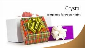  Presentation with gift - PPT layouts with isolated gift on a white background and a  colored foreground