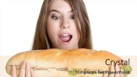  Presentation with sandwich - Theme consisting of isolated girl eating sandwich food background and a lemonade colored foreground