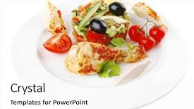  Presentation with grilled chicken - Amazing presentation theme having isolated-grilled-chicken-drumstick-chunks backdrop and a white colored foreground