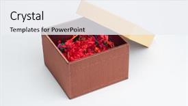  Presentation with an open gift box - Theme enhanced with isolated half opened gift box background and a  colored foreground