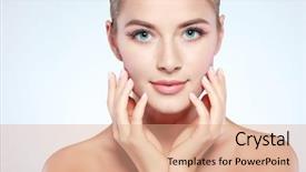  Presentation with light blue - Presentation theme consisting of isolated on a light - grey background and a coral colored foreground