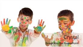  Presentation with children painting - Audience pleasing slide deck consisting of isolated on a white bacground backdrop and a  colored foreground