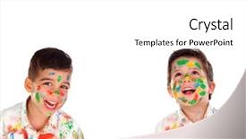  Presentation with children painting - PPT layouts with isolated on a white bacground background and a  colored foreground