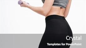  Presentation with portrait of excited overjoyed female - Slide deck featuring isolated on a white backgorund background and a  colored foreground