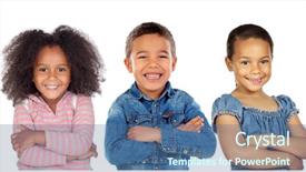  Presentation with children - Cool new slide deck with isolated on a white background backdrop and a ocean colored foreground