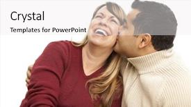  Presentation with race - Colorful presentation design enhanced with attractive mixed race couple kissing isolated on a white background backdrop and a white colored foreground