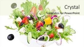  Presentation with salad - Audience pleasing theme consisting of isolated on a white background backdrop and a soft green colored foreground