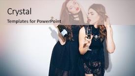  Presentation with two black women - Colorful presentation enhanced with isolated on a white background backdrop and a soft green colored foreground