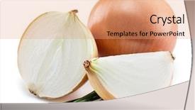  Presentation with green onions and bulb onion - Cool new presentation theme with isolated on a white background backdrop and a  colored foreground