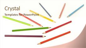  Presentation with crayons - Cool new slides with isolated on a white background backdrop and a cream colored foreground