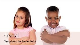  Presentation with children - Cool new PPT layouts with isolated on a white backround backdrop and a coral colored foreground