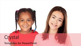  Presentation with children - Amazing slide set having isolated on a white backround backdrop and a coral colored foreground