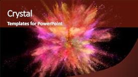  Presentation with black powder explosion the particles - Audience pleasing presentation design consisting of isolated on black background abstract backdrop and a  colored foreground