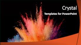  Presentation with black powder explosion the particles - Audience pleasing PPT theme consisting of isolated on black background abstract backdrop and a  colored foreground