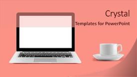  Presentation with ict modern laptop - Audience pleasing slide deck consisting of isolated on colors background pastel backdrop and a coral colored foreground