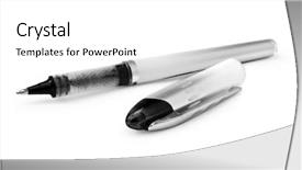  Presentation with writing pen - Beautiful theme featuring isolated on the white background backdrop and a white colored foreground