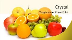  Presentation with fresh fruits salad on white - Slides consisting of isolated on the white background background and a  colored foreground