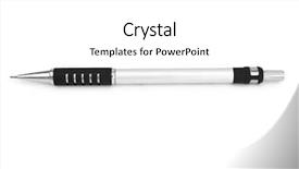  Presentation with old fashion pen - Slide deck featuring isolated on the white background background and a  colored foreground