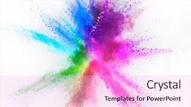  Presentation with abstract color powder explosion - Slide deck with isolated on white background abstract background and a lavender colored foreground