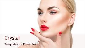  Presentation with girl model - Amazing slide deck having isolated on white background beauty backdrop and a lemonade colored foreground