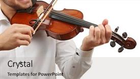  Presentation with violin concert and muscic conductor - Presentation theme having isolated on white background close background and a light gray colored foreground