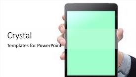  Presentation with tablet - PPT theme enhanced with isolated on white clipping path background and a white colored foreground