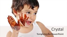  Presentation with special education cute kid - Presentation theme featuring isolated on white eating chocolate background and a soft green colored foreground