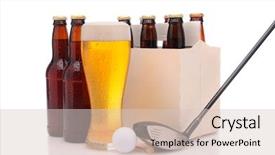  Presentation with beer - PPT theme having isolated on white with reflection background and a lemonade colored foreground
