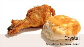  Presentation with fried chicken - Presentation theme enhanced with isolated on white with room background and a coral colored foreground