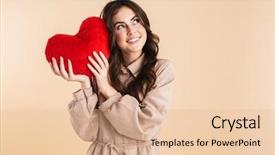  Presentation with lactation young woman breastfeeding - PPT theme enhanced with isolated over beige background wall background and a lemonade colored foreground