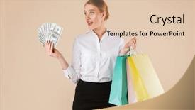  Presentation with photo - Presentation with isolated over beige wall backgound background and a lemonade colored foreground