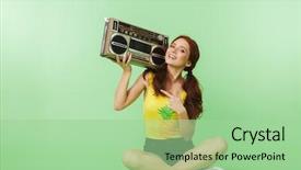  Presentation with happy image - Beautiful slides featuring isolated over green wall background backdrop and a mint green colored foreground